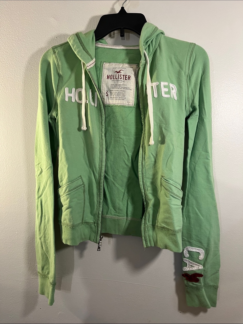 Hollister Light Green Zip-Up Hoodie